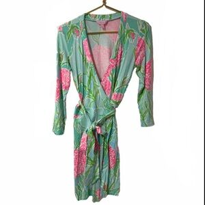 Lilly Pulitzer Womens Size Small Wrap Dress Meridian Poolside Blue Going Stag